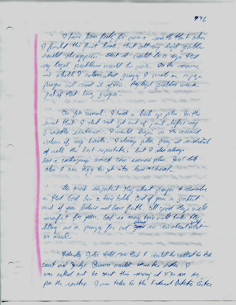 Dr John WorldPeace 2008 Prison Journal